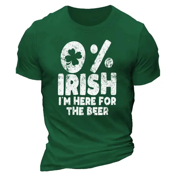 Men's Irish I'm Here For The Beer Lover Green St. Patrick's Day Daily Casual Short Sleeve Crew Neck T-Shirt ctolen