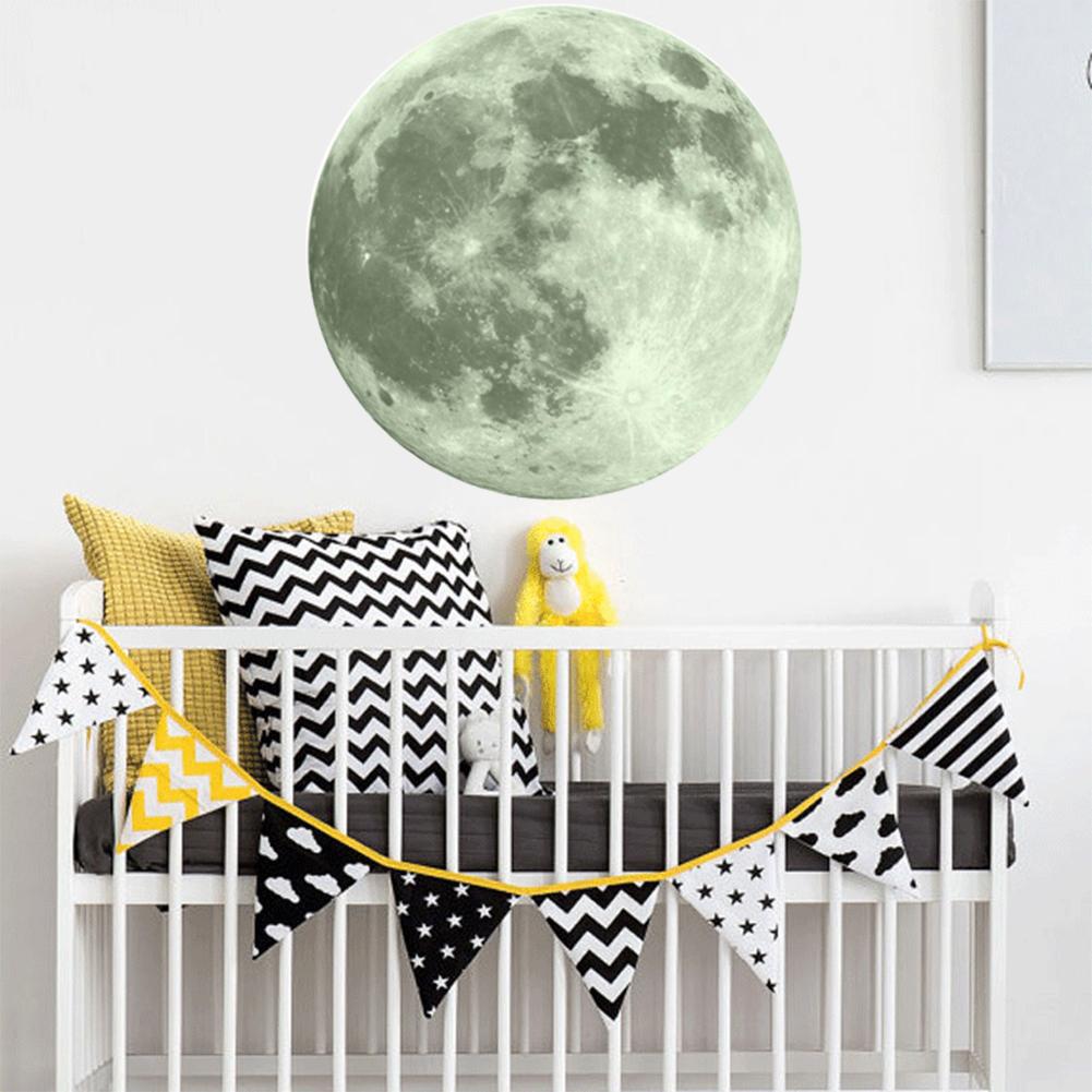 

1pc 30cm Waterproof Luminous Full Moon Wall Sticker Home Decal(Gray, 彩色, 501 Original
