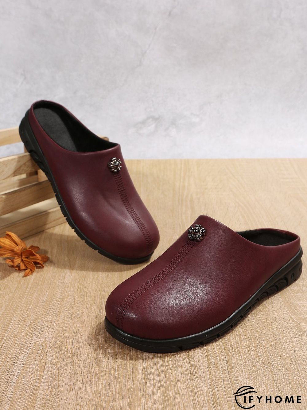 Vintage  Plain Color Non-Slip Flat Mules | IFYHOME