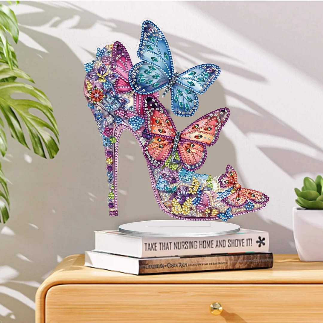 DIY High Heels Single Sided Diamond Painting Acrylic Tabletop Ornaments for Office Decor