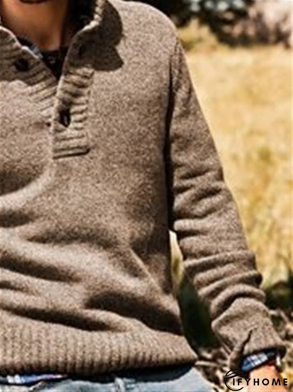 Stand Collar Solid Organza Fit Men-Sweater | IFYHOME