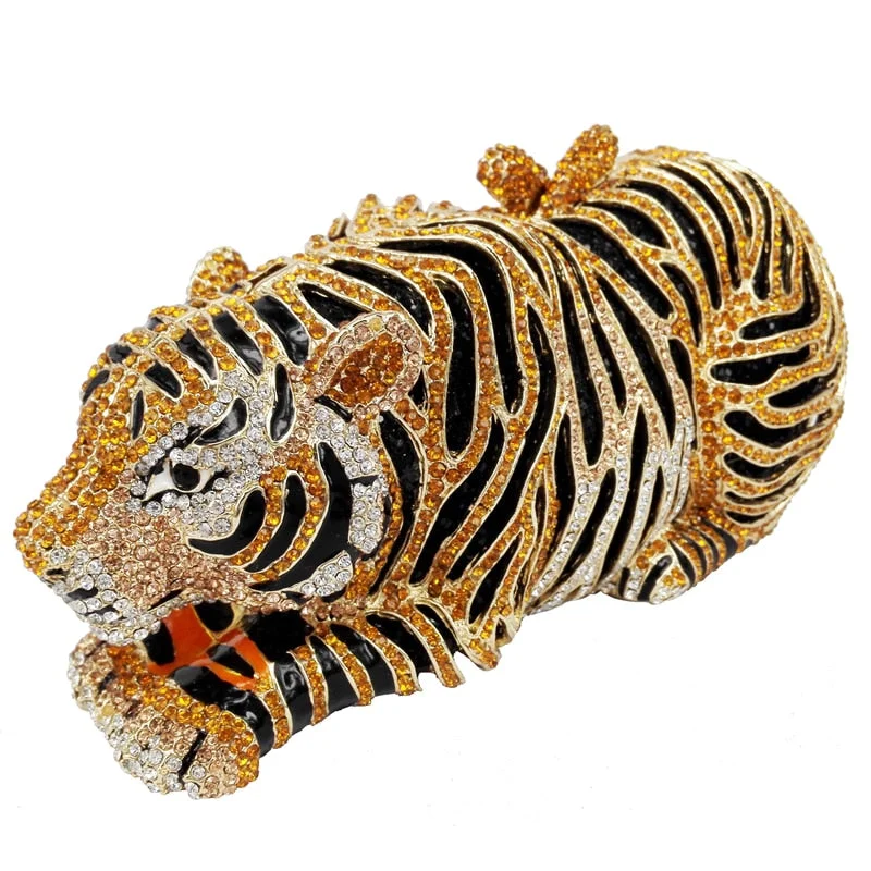 Animal Tiger Luxury Crystal Evening Bag Leopard Cocktail Party Purse Handbags Free Shipping Women Clutch bags Purse SC030