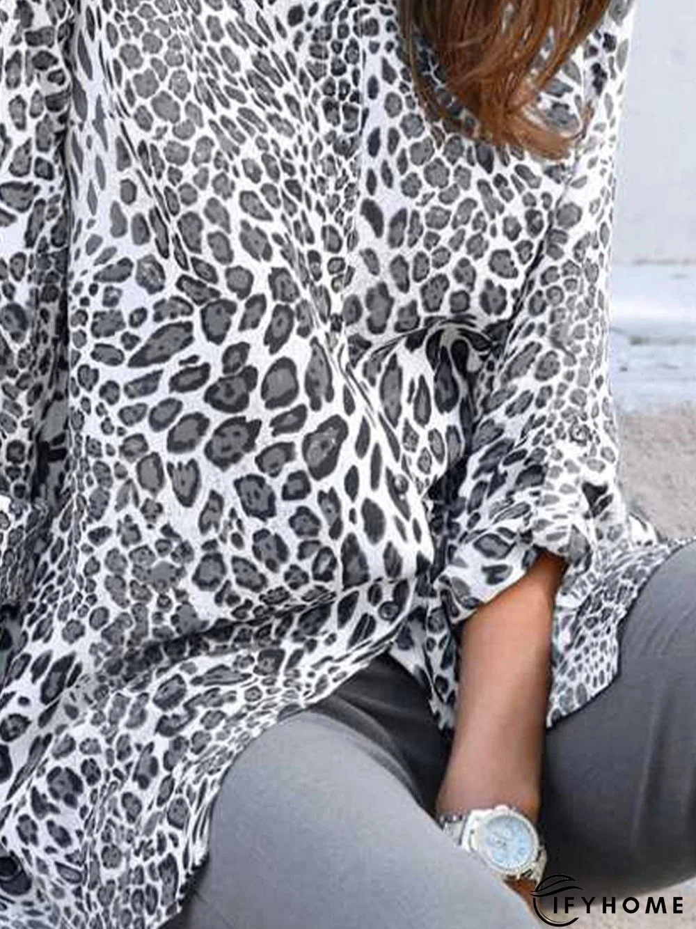 Shirt Collar Printing Casual Printing Daily Blouse | IFYHOME