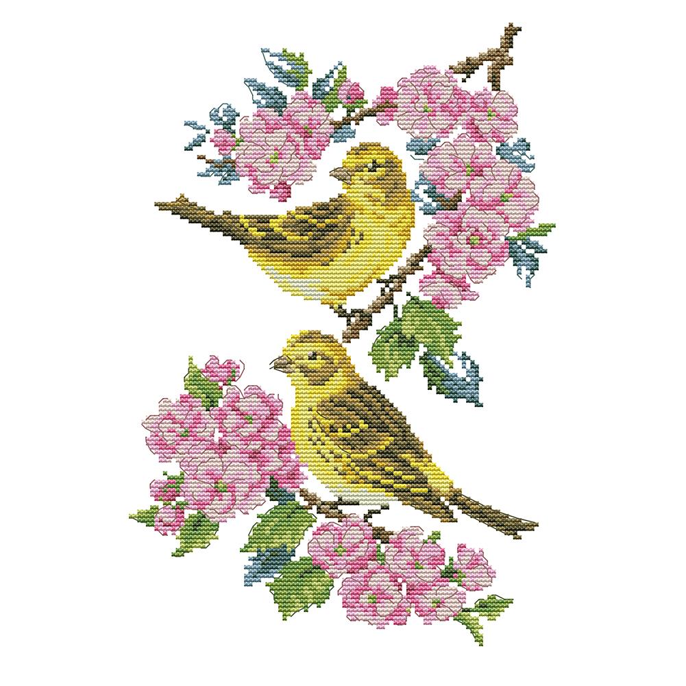 

Bird On Flower Branch - 14CT Stamped Cross Stitch - 25*34cm, 501 Original