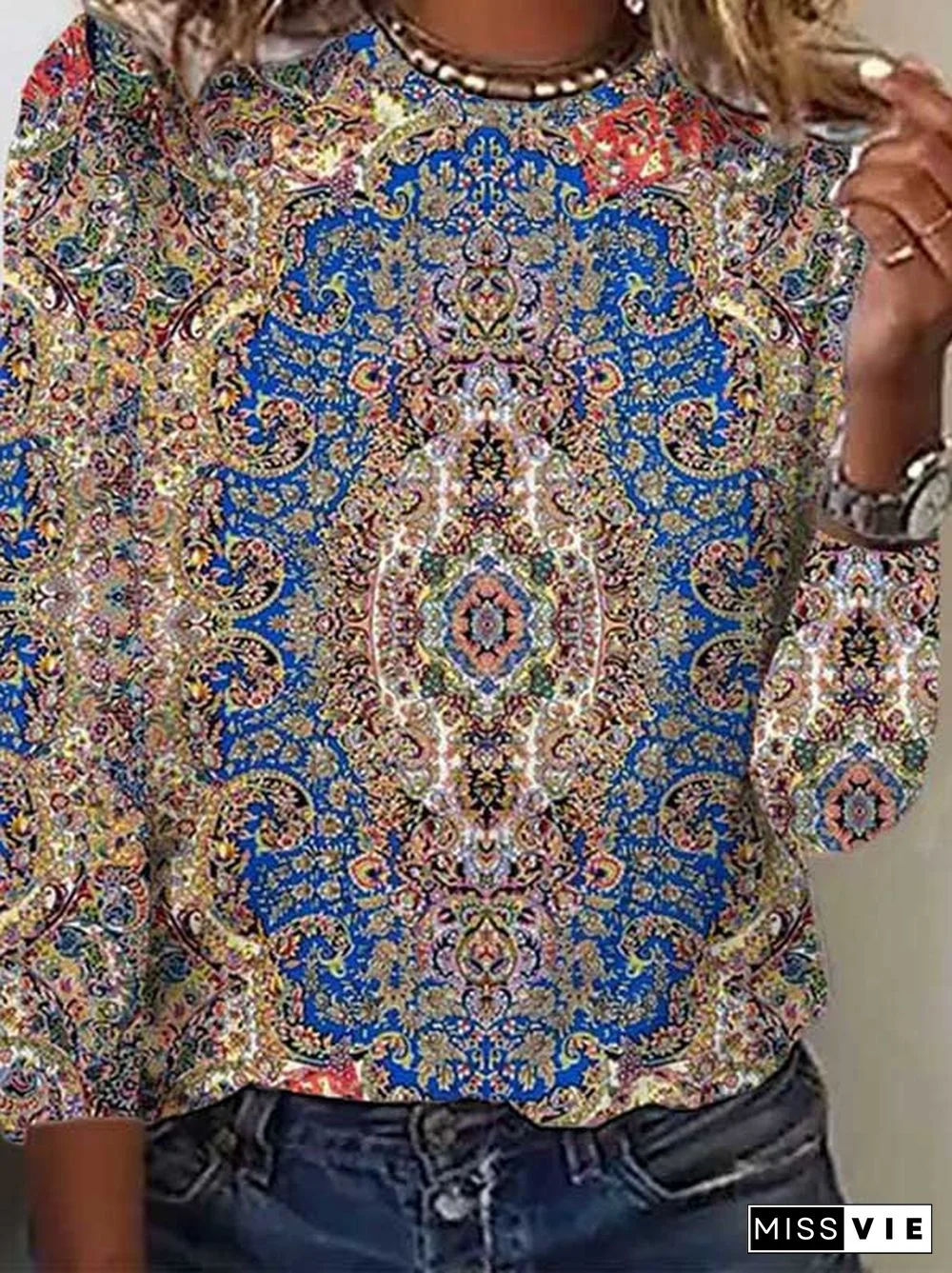 Ethnic Casual Crew Neck T-Shirt