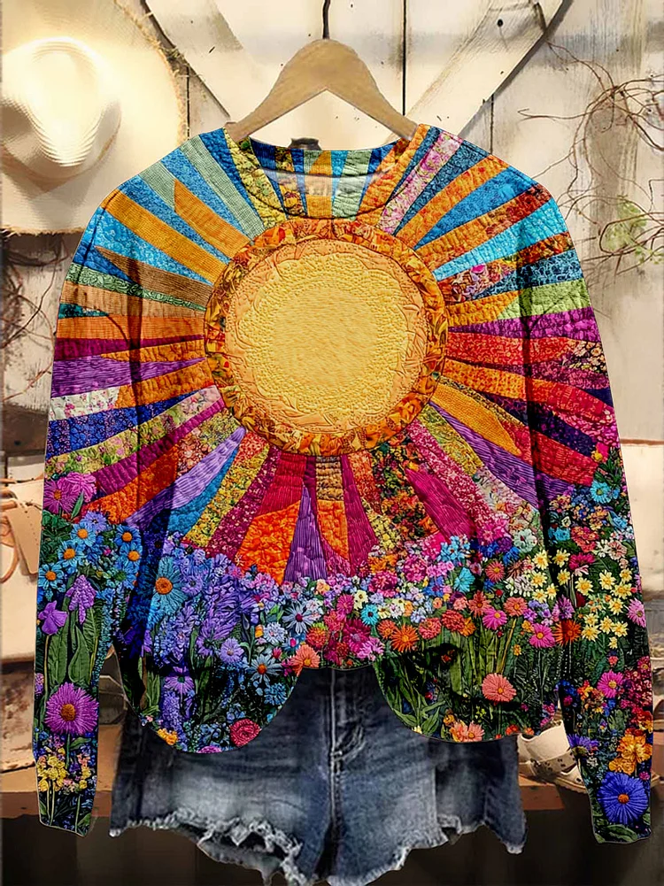 Colorful Sun Collage Art Casual Sweatshirt