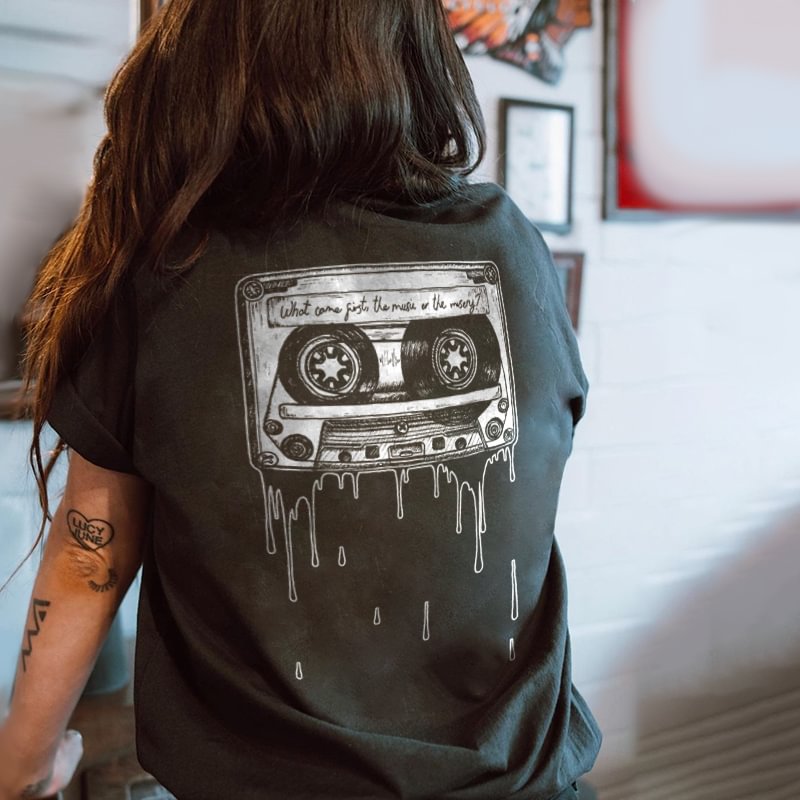 Alphabet audio cassette printed designer cozy T-shirt