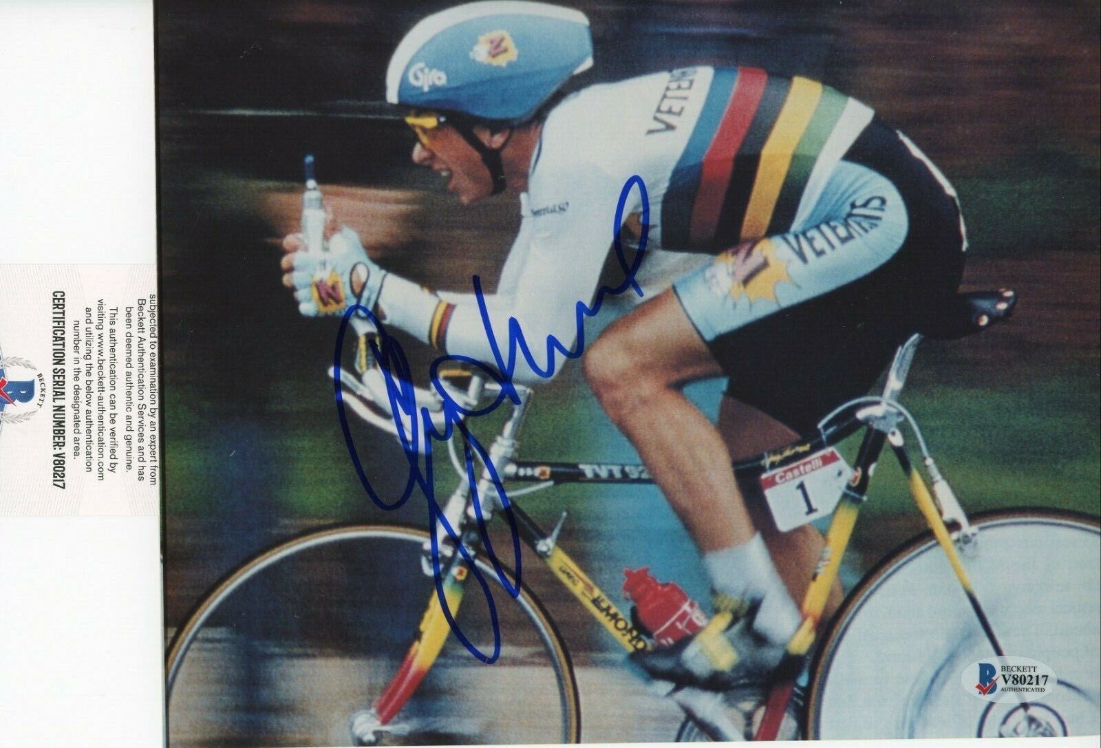 Greg Lemond Tour de France 8x10 Glossy Photo Poster painting Signed Autographed Beckett BAS