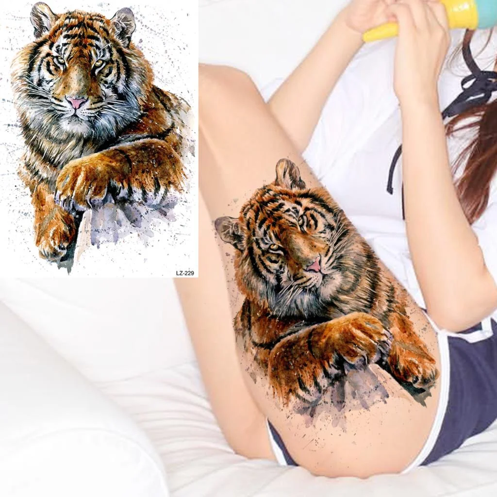 Black Spartan Warrior Temporary Tattoos For Men Adults Realistic Lion Tiger Maori Knight Fake Tattoo Sticker Chest Tatoos 3D