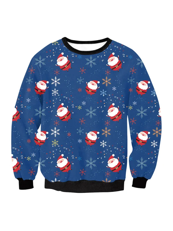 pullover sweater women santa elk long sleeve round neck loose top Flusfy
