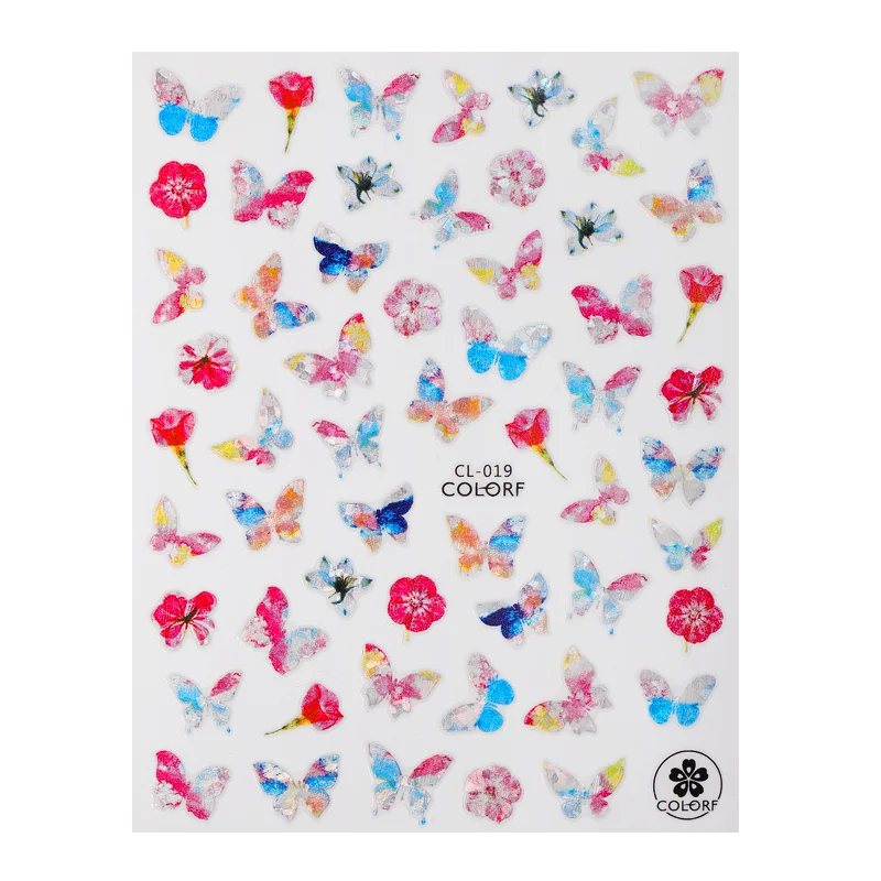 1 Sheet Laser Butterfly Gold Silver Black White 3D Nail Stickers Butterflies Heart Nail Decals Slider DIY Nail Art Decotaion-Nail Inspo