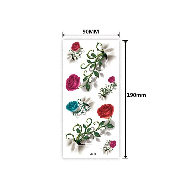 Waterproof 3D tattoo sticker Three-dimensional color printing tattoo sticker Butterfly flower animal color tattoo sticker
