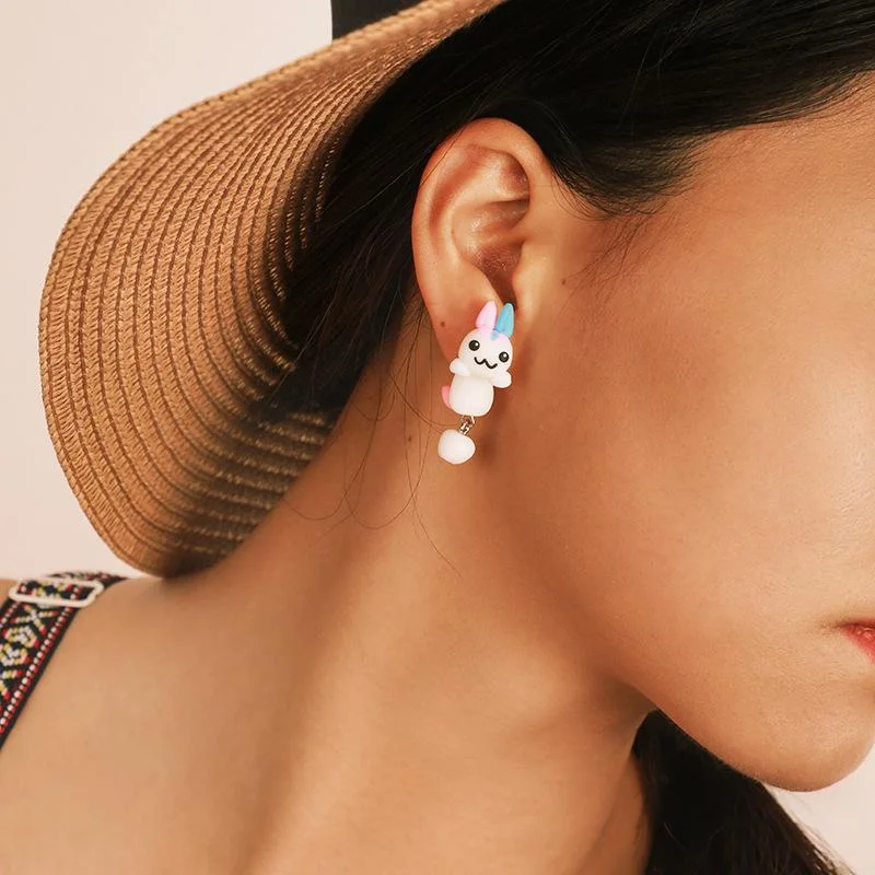 Women plus size clothing Cute Clay Colorful Rabbit Earrings Wholesale Cheap Jewelry-Nordswear