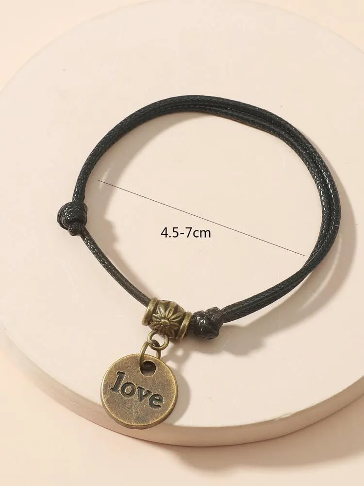Letter Engraved Charm Bracelet