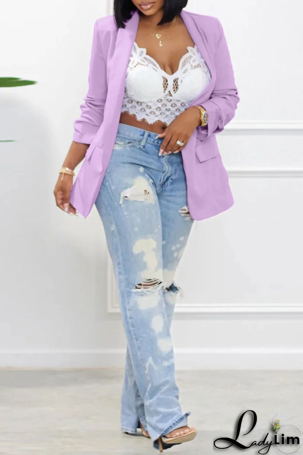 Green Fashion Casual Solid Patchwork Cardigan Turn-back Collar Outerwear