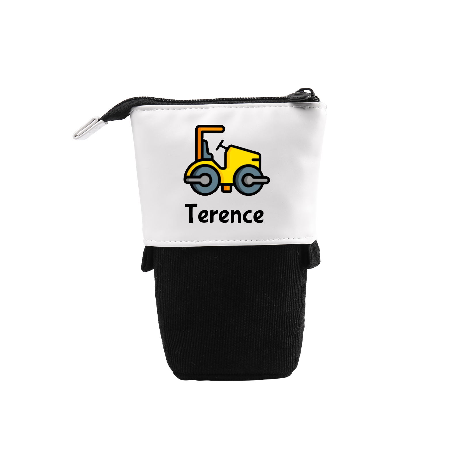 Astuccio per matite personalizzato con 1 nome e 1 veicolo da costruzione regalo per scuola elementare bambini