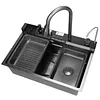 [US Local Warehouse] Stainless Steel Kitchen Sink with Pull-Out Swivel Faucet Double Waterfall Sinks