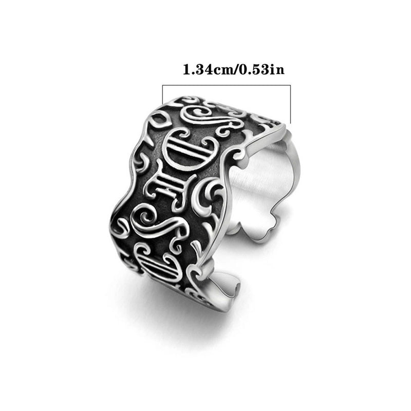 Jewelry Retro Vintage Style Punk Letter Argyle 304 Stainless Steel Asymmetrical Rings