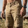 Cotton Blend Men's Cargo Shorts with Multiple Pockets and Adjustable Waistband by Inlyline