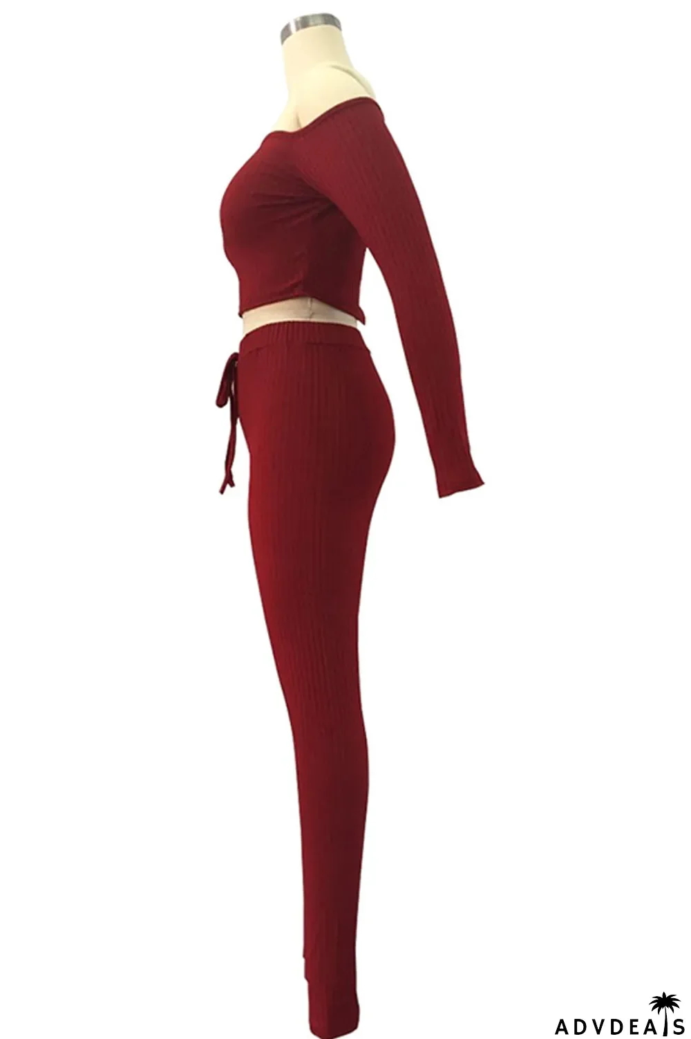 White Sportswear Solid Split Joint Bateau Neck Long Sleeve Two Pieces