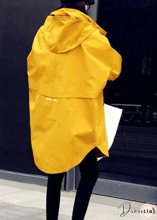 Plus Size Yellow Casual Patchwork Pockets Fall Coats