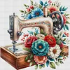 Flower Sewing Machine-14CT Stamped Cross Stitch 40*40cm/15.75*15.75in tapestrymarket