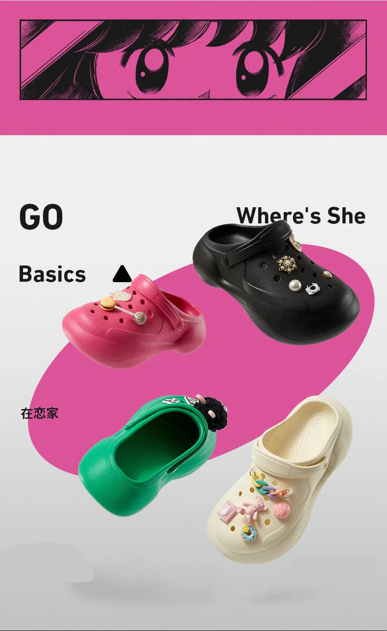 Love Home Hole Shoes Wear Sandals Outside In Summer Women's Thick Soled Increased EVA Home Shoes Personalized Decorative Beach