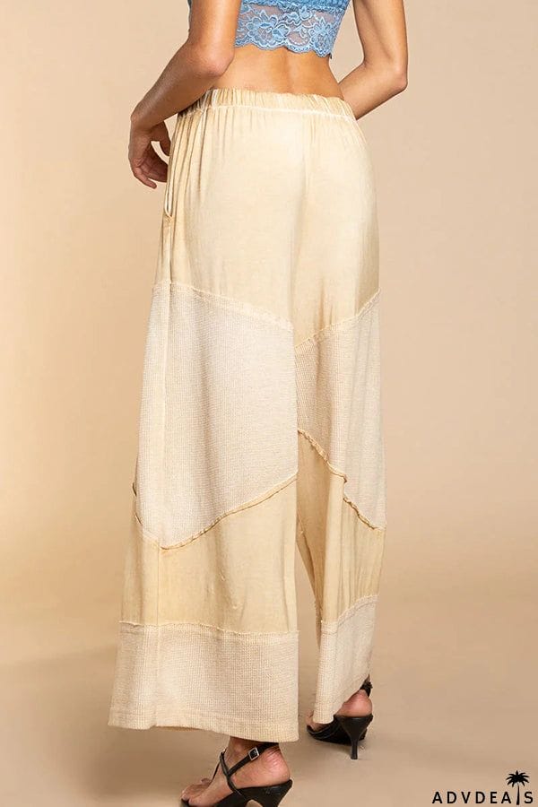 Casual Solid Color Stitching 9 Points Straight Pants