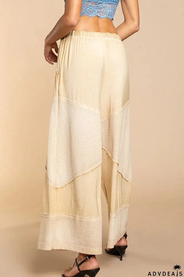 Casual Solid Color Stitching 9 Points Straight Pants