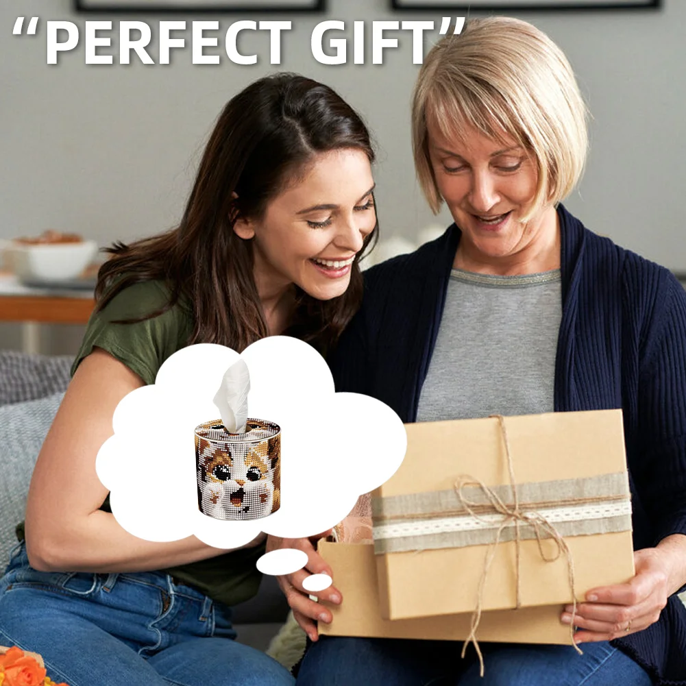 Cute Kitten DIY Diamond Painting Handmade Tissue Holder Rhinestones Tissue Box