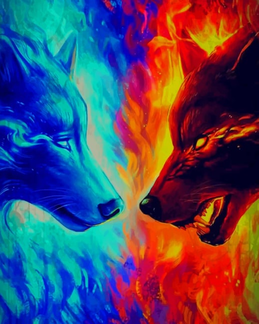 

Fire And Ice Wolves – Paint By Numbers - 40*50CM, 501 Original