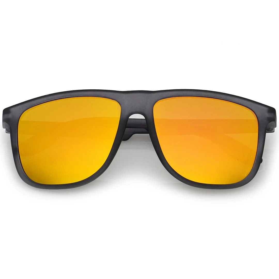 Lifestyle Rubberized Matte Flat Top Colored Mirror Square glasses 55mm