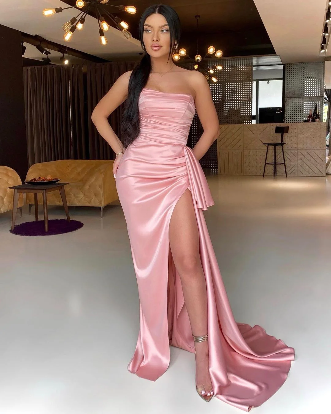 Beautiful Pink Strapless Pleated Homecoming Dress Birthday Dress Y8831 main image 1