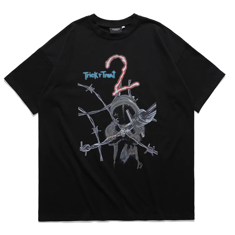 Hip-hop Style Retro Printing Men Loose Short Sleeve T-shirt at Hiphopee