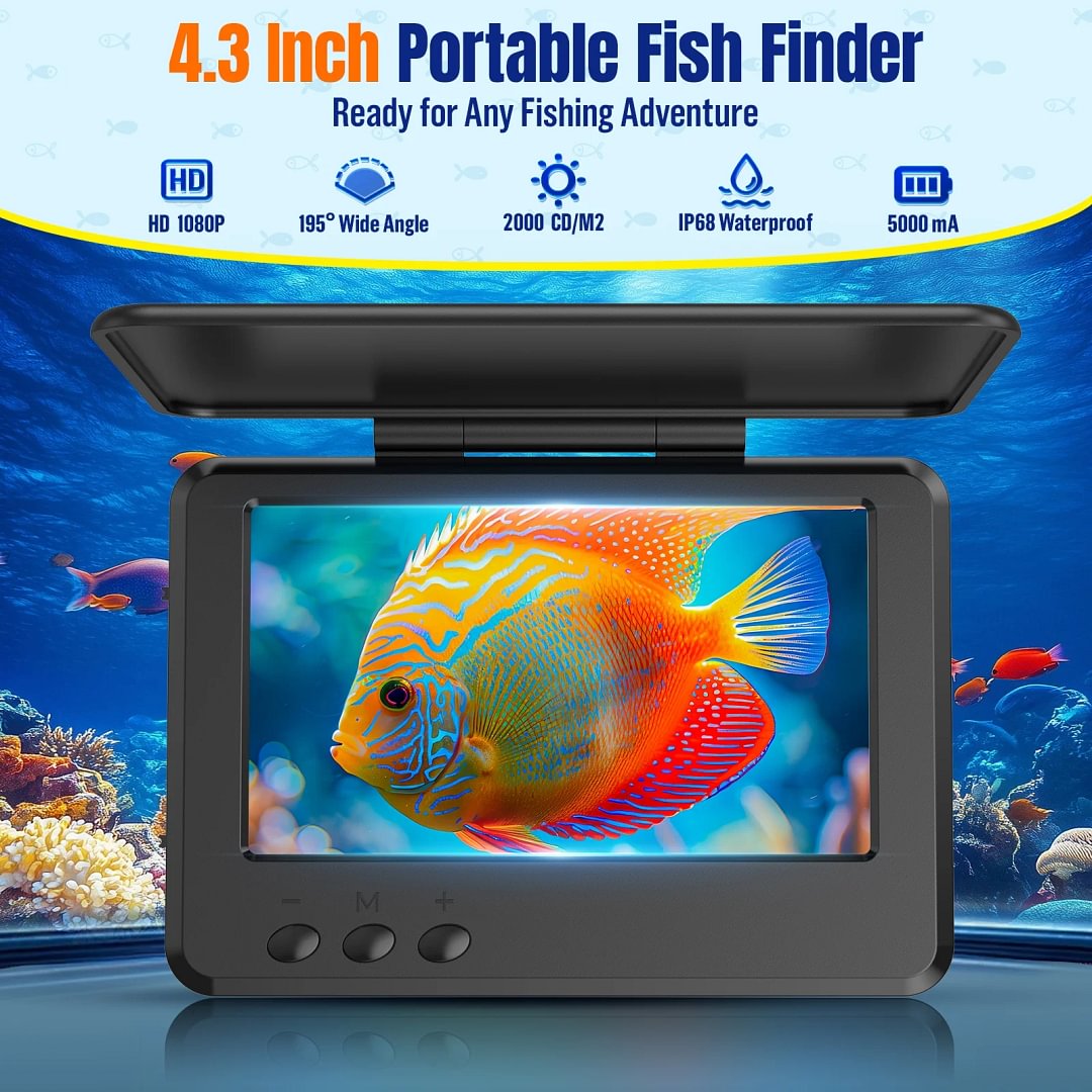 BEBANG Underwater Fishing Camera, 4.3" LCD Monitor, 65ft Cable, 8 IR Night Vision Lights, 220&deg; Wide Angle Lens, 5000mAh Battery, for Ice Lake Boat & Kayak Fishing