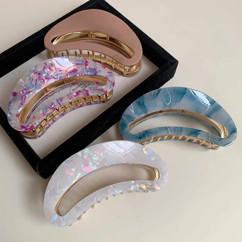 Elegant Minimalist Women’s Color Block Moon Acetic Acid Sheets Hair Claws