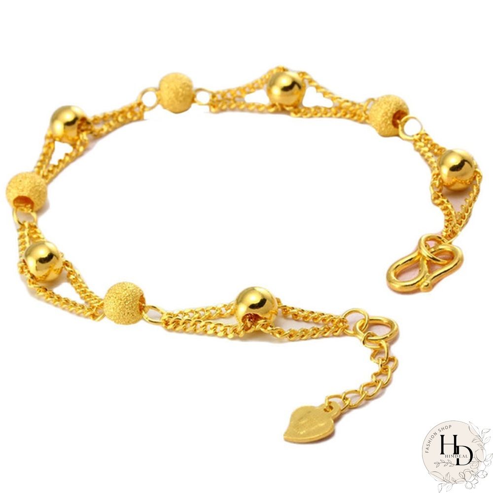 24K gold Fashion Bead Bracelet for Women gold color Friendship Bracelets Fine Jewelry
