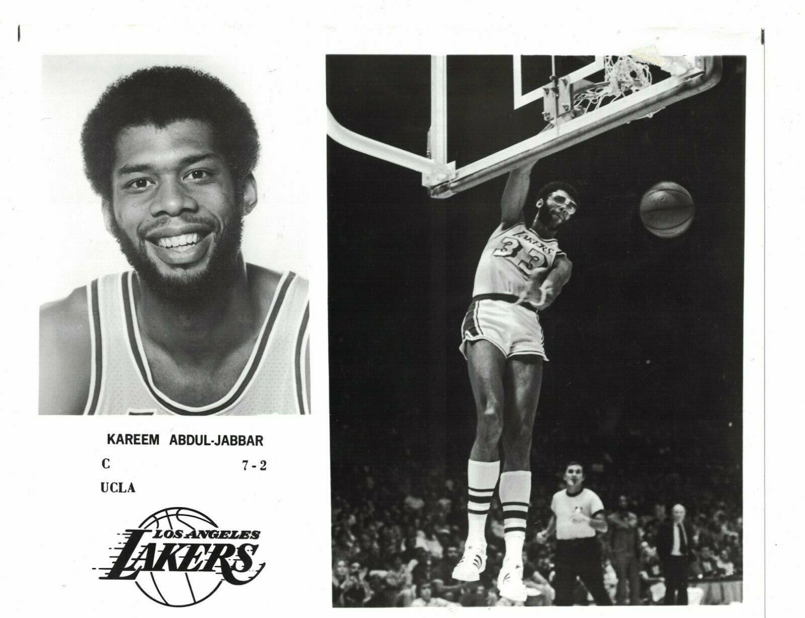 Vintage Kareem Abdul-Jabbar Los Angeles Lakers 8x10 Team Issue Photo Poster painting