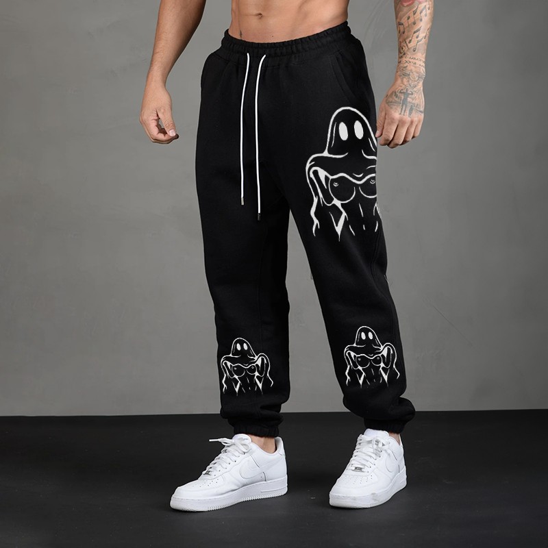 Naughty Ghost Sexy Boobs GRAPHIC PRINT JOGGERS
