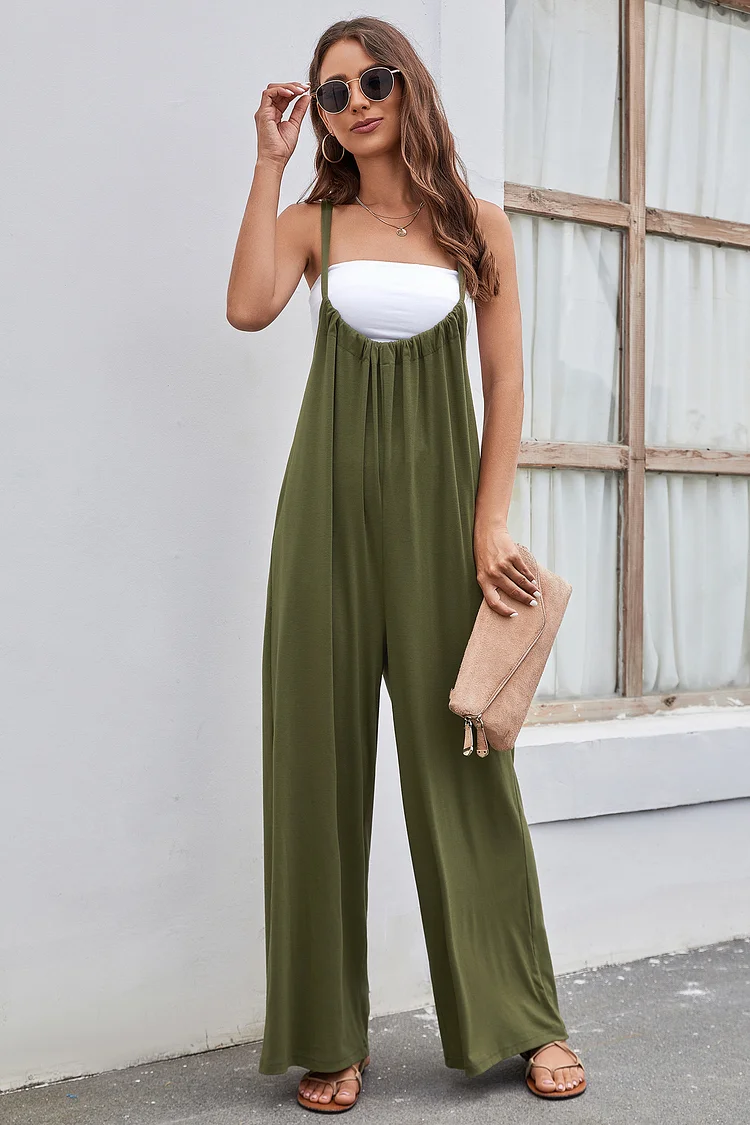 Women's Summer Jumpsuits High Waist Open Back Wide Leg Overall Jumpsuit