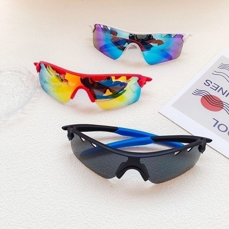 Casual Cool Style Color Block Pc Avaitor Half Frame Kids Sunglasses
