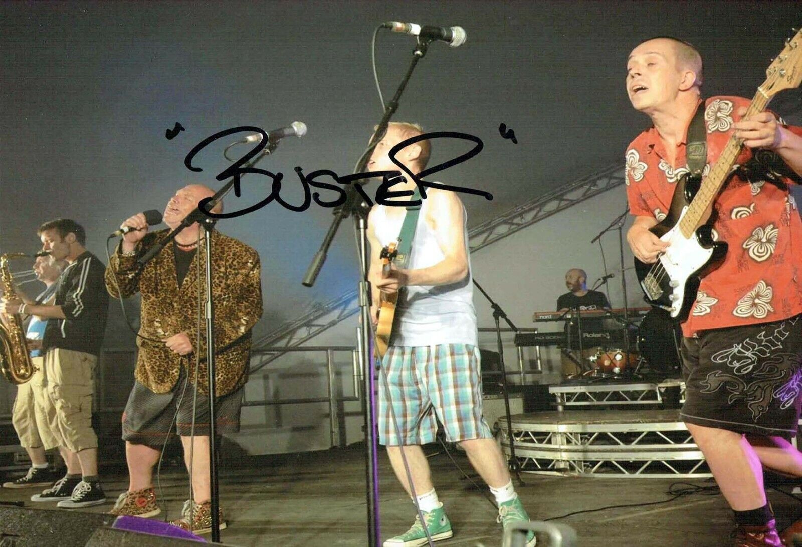 Buster BLOODVESSEL Bad Manners Singer SIGNED Autograph 12x8 Photo Poster painting 3 AFTAL COA