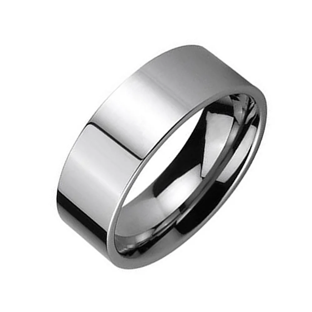 6MM 8MM Silver Flat Mens Tungsten Ring High Polished Finished Comfort Fit