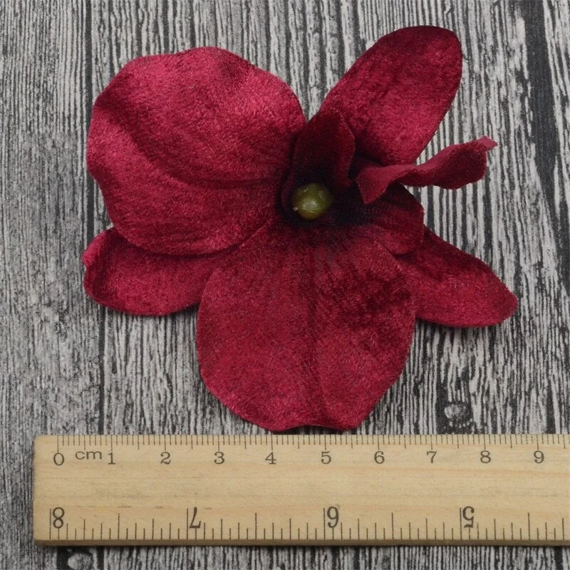 5pcs/lot 8cm High Quality Silk Artificial Orchid Flower Heads For Wedding Christmas Decoration Orchis Cymbidium Fake Flowers