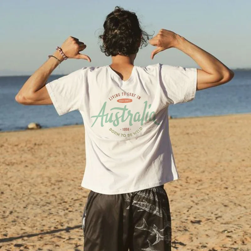 Living To Surf In Australia Print Summer T-shirt