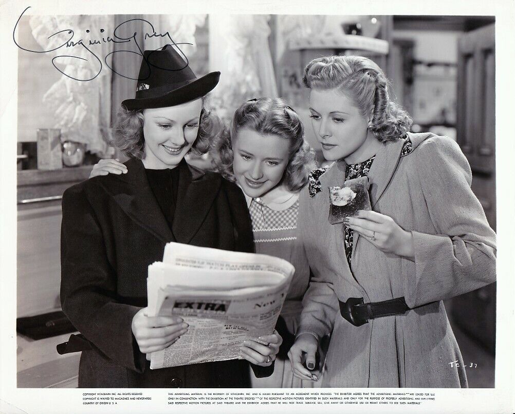 VIRGINIA GREY signed 3 CHEERS FOR IRISH 8x10 w/ coa PRISCILLA LANE VINTAGE 1940