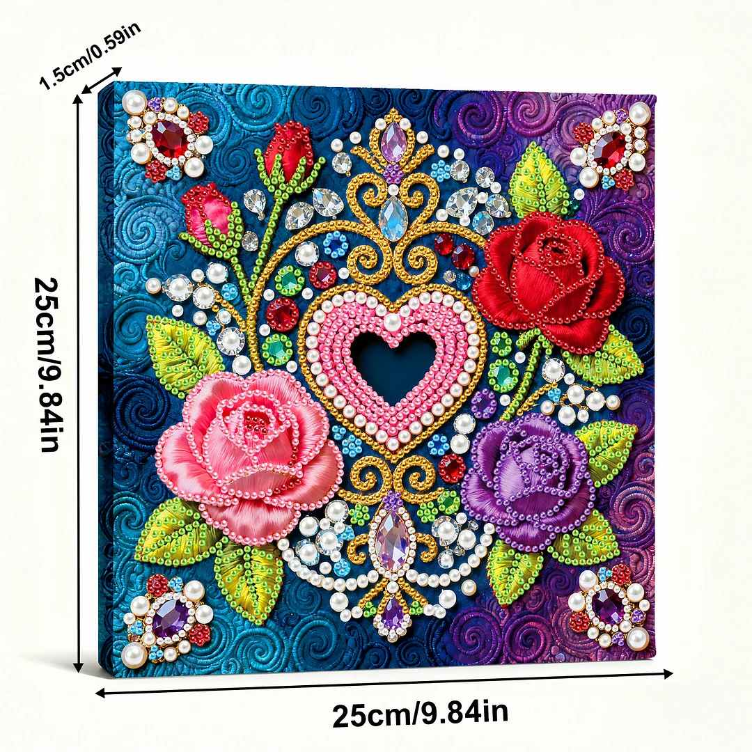 Flower Art Diamond Painting Kit for Adults Home Decor 25x25cm With Frame