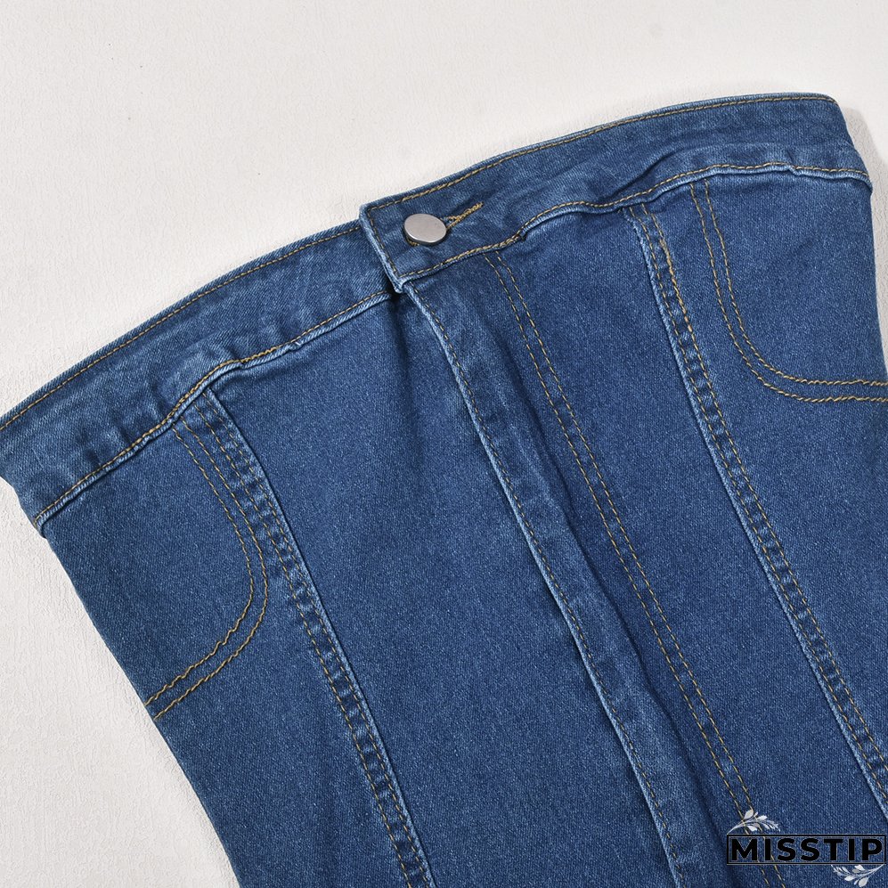 Summer Sexy Strapless Slim Denim Dress For Women