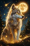 Luxury AB Velvet Diamond Painting Kit - Golden Wolf
