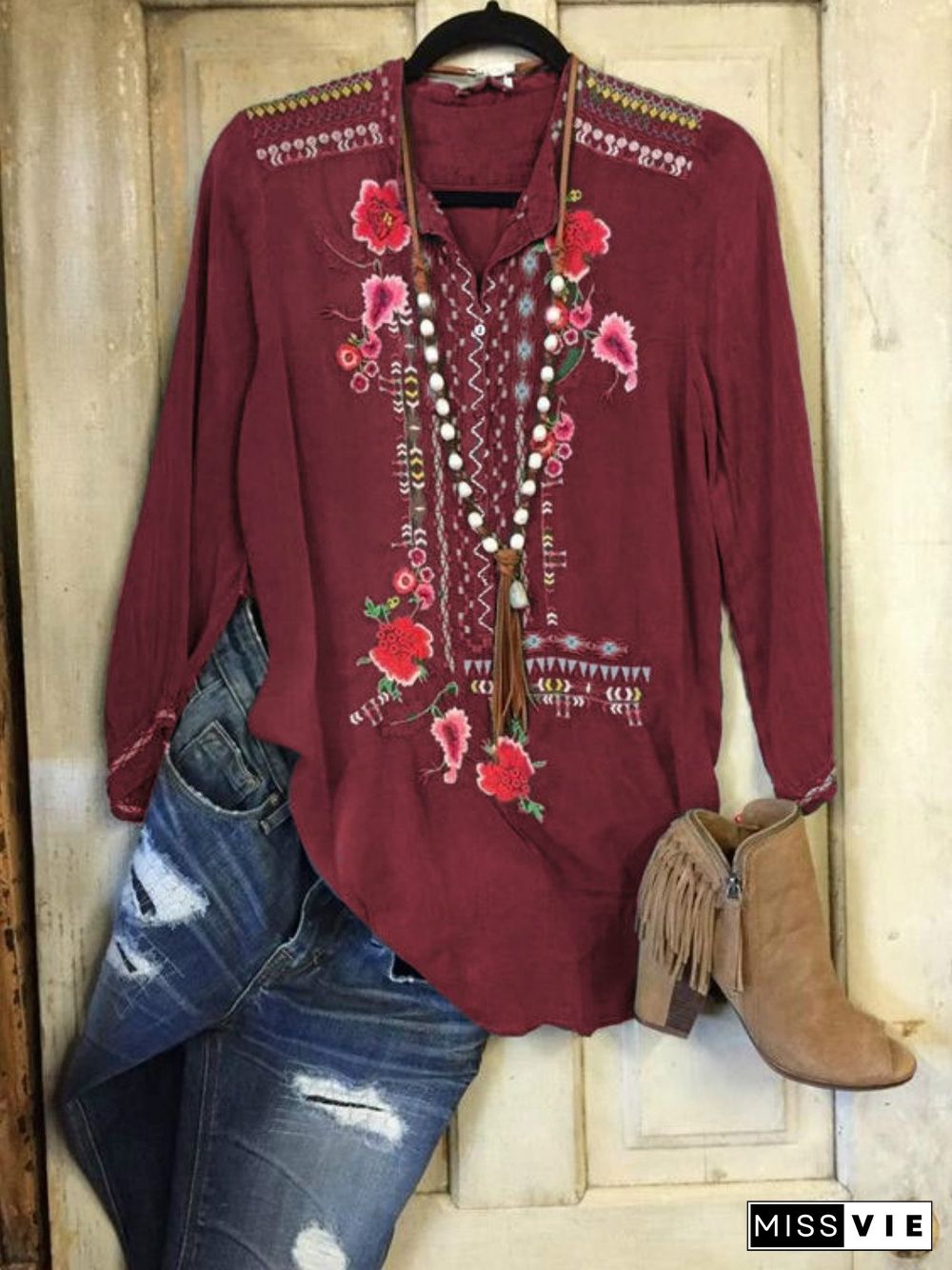 Women Floral Shift Casual Shirts & Tops